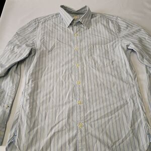 J Crew Vintage Shirtings Blue Yellow Stripes Long Sleeve 100% 2ply Cotton Small